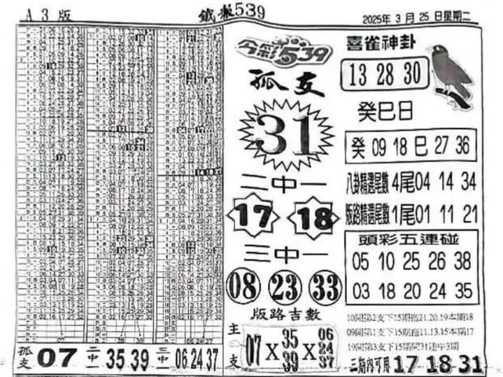 2025年03月25日-喜雀神掛539小黃單