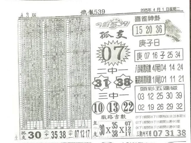 2025年04月01日-喜雀神掛539小黃單