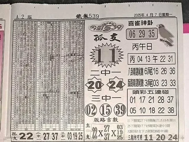 2025年04月07日-喜雀神掛539小黃單