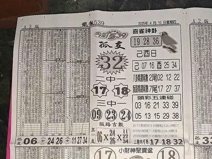 2025年04月10日-喜雀神掛539小黃單