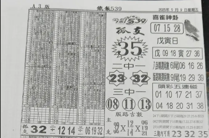 2025年05月09日-喜雀神掛539小黃單