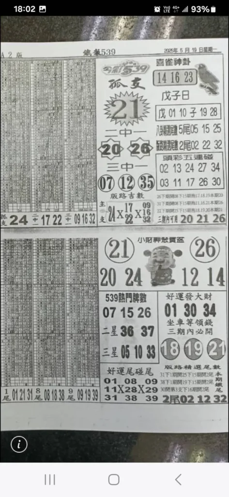 2025年05月19日-喜雀神掛539小黃單