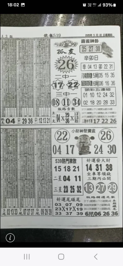 2025年05月22日-喜雀神掛539小黃單