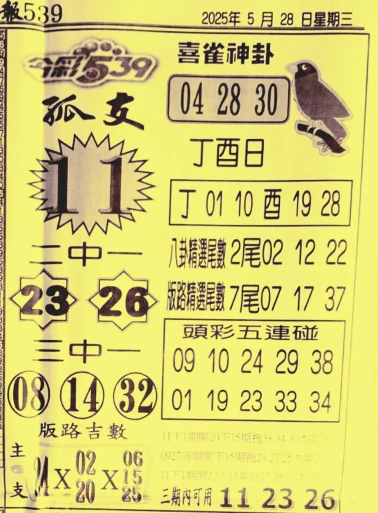 2025年05月28日-喜雀神掛539小黃單