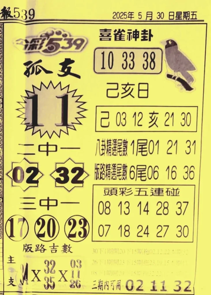 2025年05月30日-喜雀神掛539小黃單