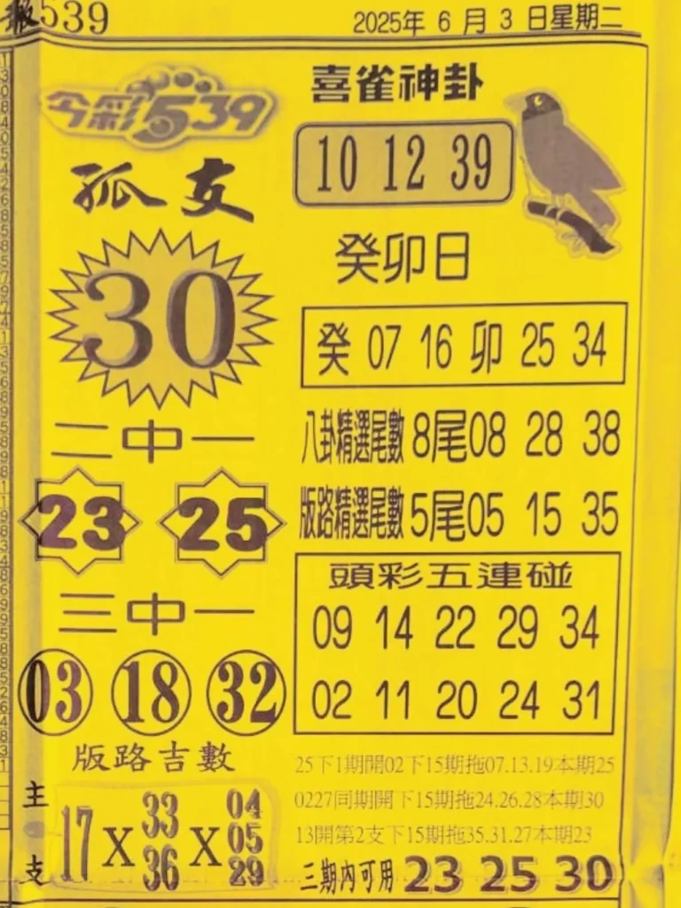 2025年06月03日-喜雀神掛539小黃單