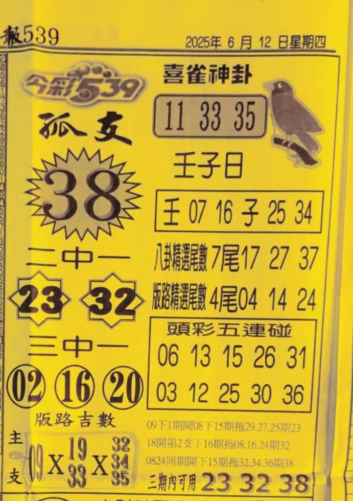 2025年06月12日-喜雀神掛539小黃單