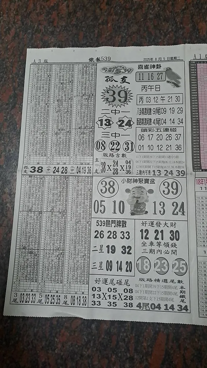 2025年08月05日-喜雀神掛539小黃單