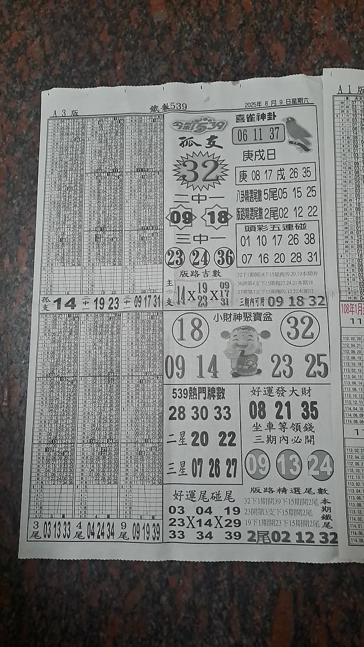 2025年08月09日-喜雀神掛539小黃單