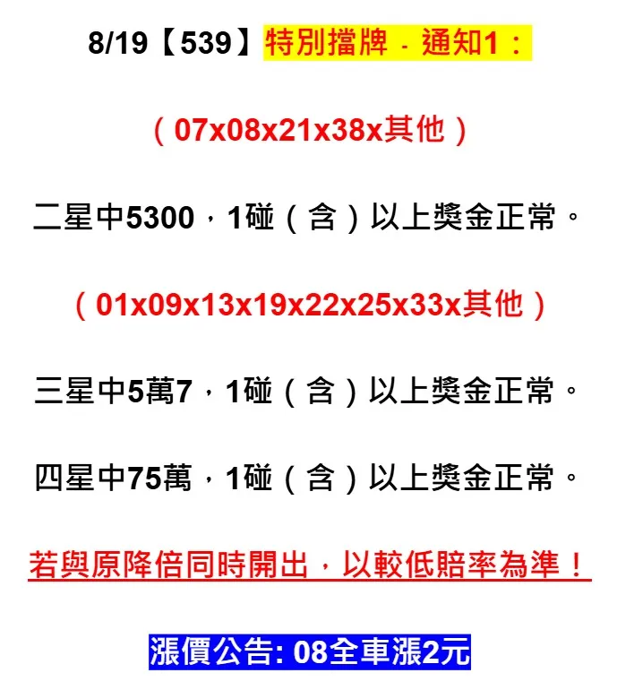2025年08月19日-539特別擋牌單