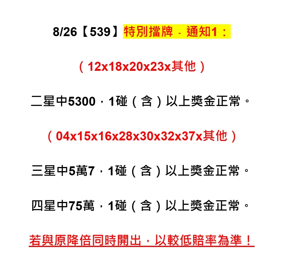 2025年08月26日-539特別擋牌單