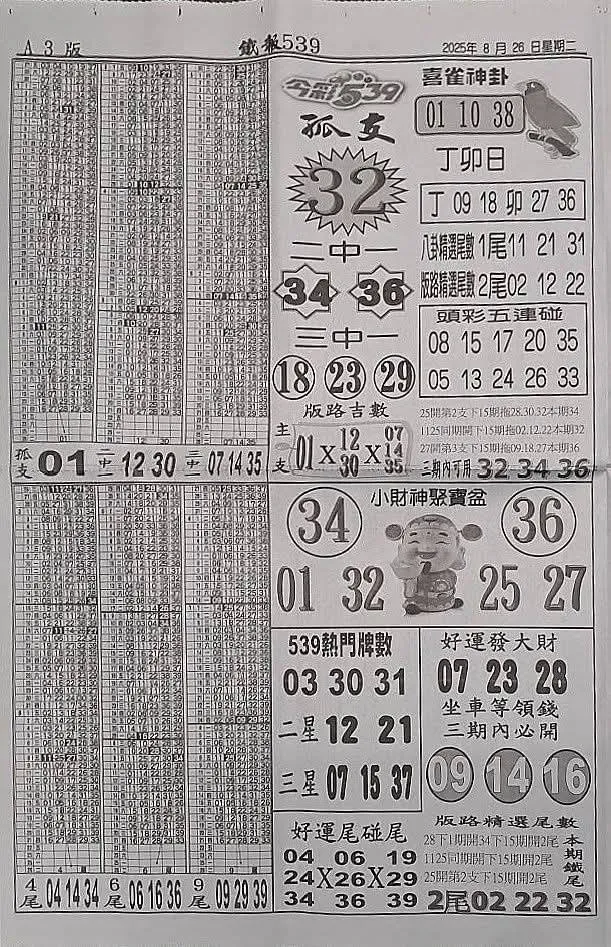 2025年08月26日-喜雀神掛539小黃單