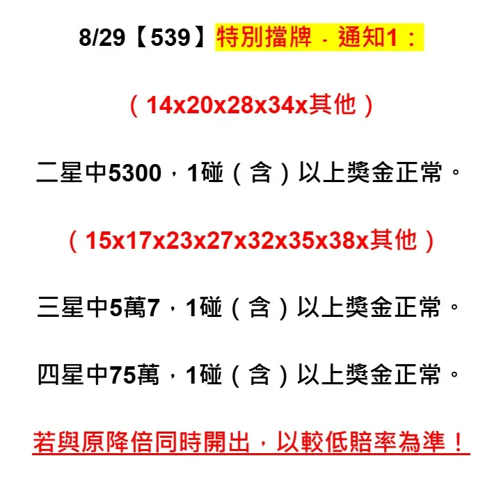 2025年08月29日-539特別擋牌單