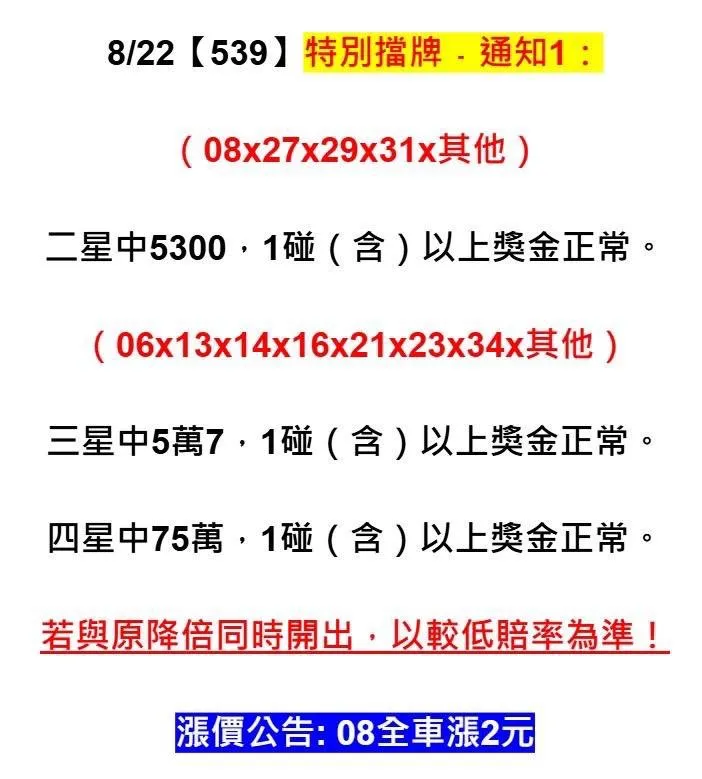 2025年08月22日-539特別擋牌單