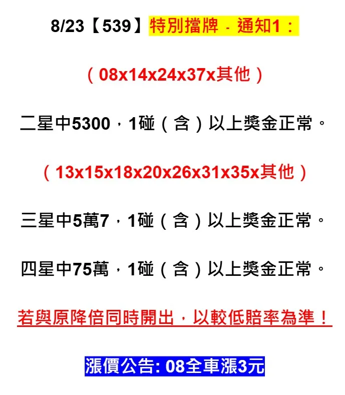 2025年08月23日-539特別擋牌單