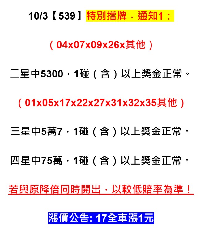 2025年10月03日-539特別擋牌單