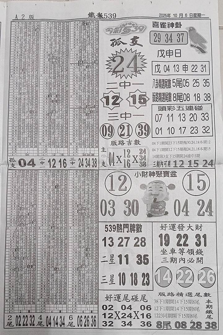 2025年10月06日-喜雀神掛539小黃單