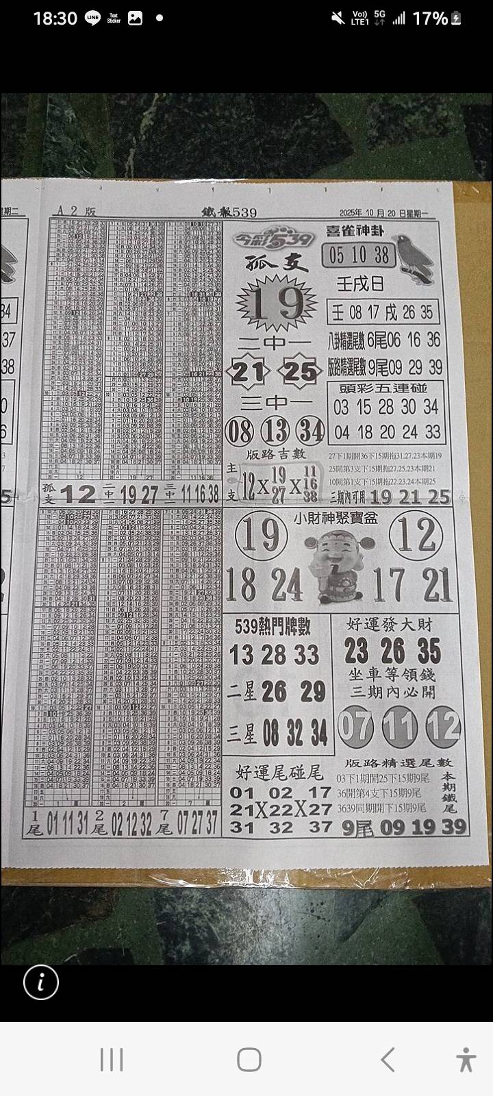 2025年10月20日-喜雀神掛539小黃單