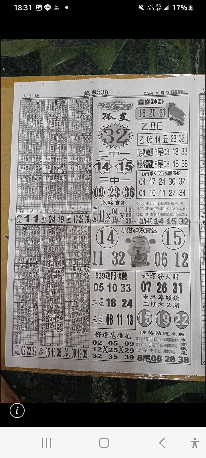 2025年10月23日-喜雀神掛539小黃單